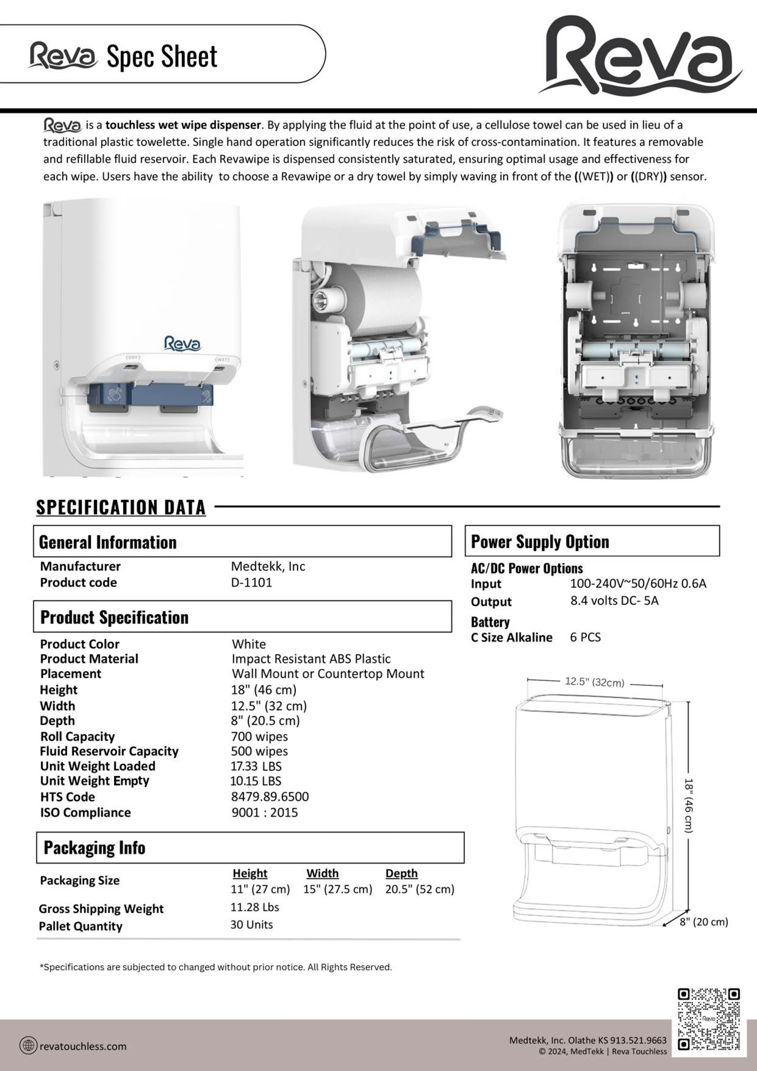 Reva Touchless Wipe Dispenser